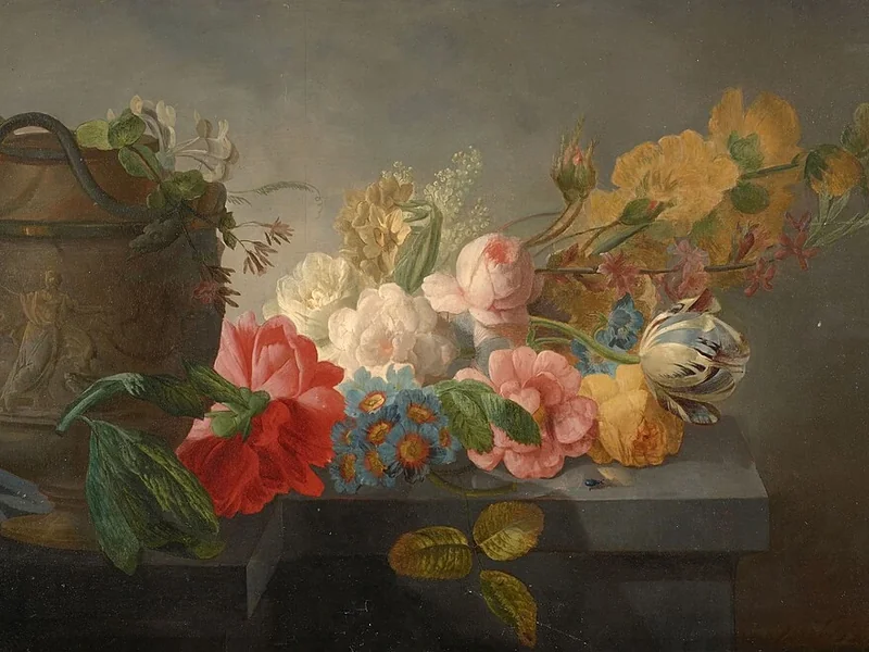 1750-Peter Faes - Mazzo di fiori su una sporgenza